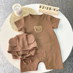 Summer Baby Bear Jumpsuit & Hat Set