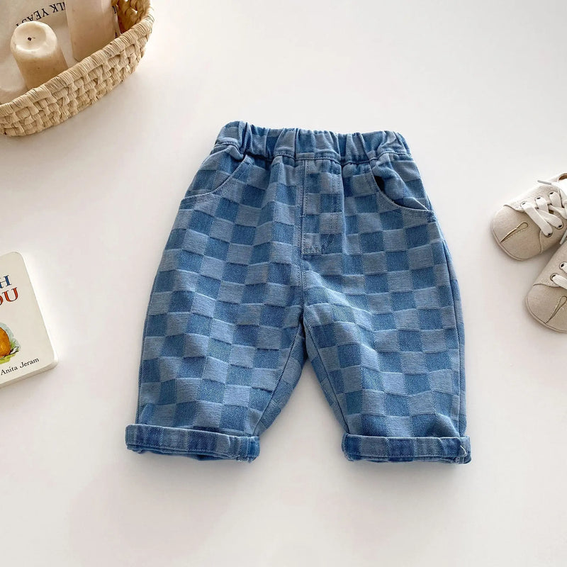 Solid Elastic Waist Kids Pants