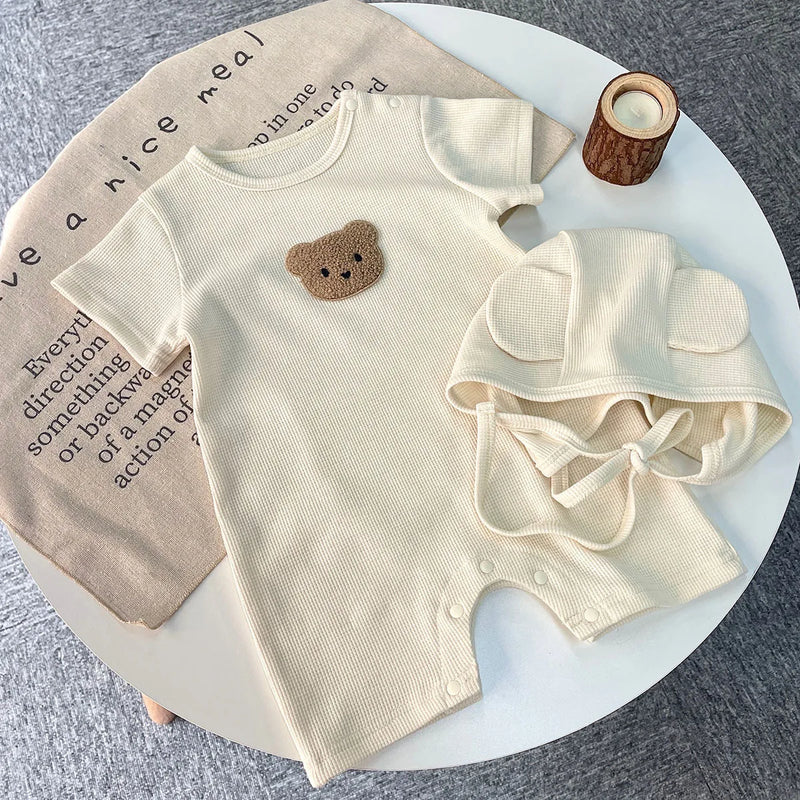 Summer Baby Bear Jumpsuit & Hat Set